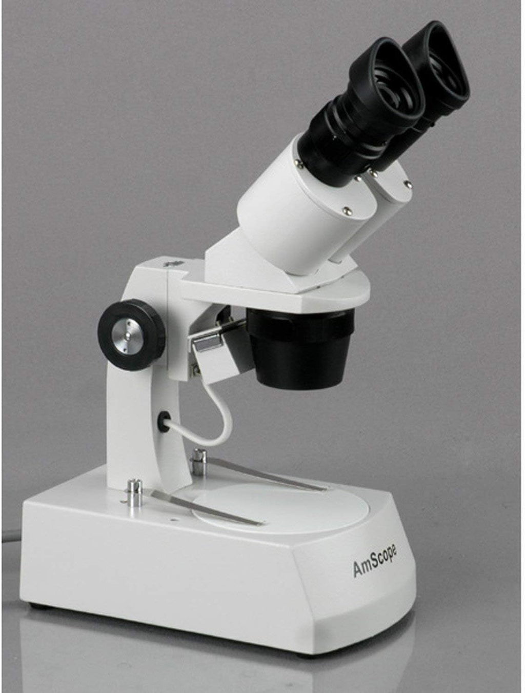 AmScope SE306R-AZ Forward-Mounted Binocular Stereo Microscope, WF10x and WF20x Eyepieces, 20X/40X/80X Magnification, 2X and 4X Objectives, Upper and Lower Halogen Lighting, Reversible Black/White Stage Plate, Arm Stand, 120V