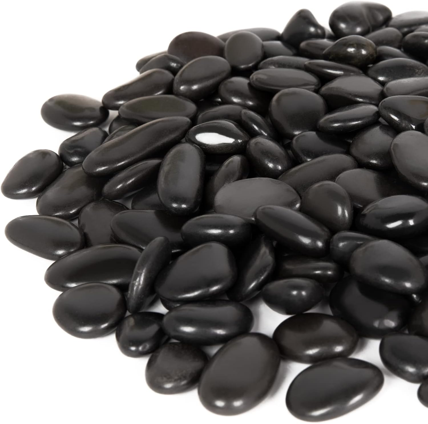 GASPRO 15lb Black River Rocks for Landscaping Outdoor, Polished Black Pebbles for Planters - 1 to 2 Inch, Large Decorative Stones for Garden Decor