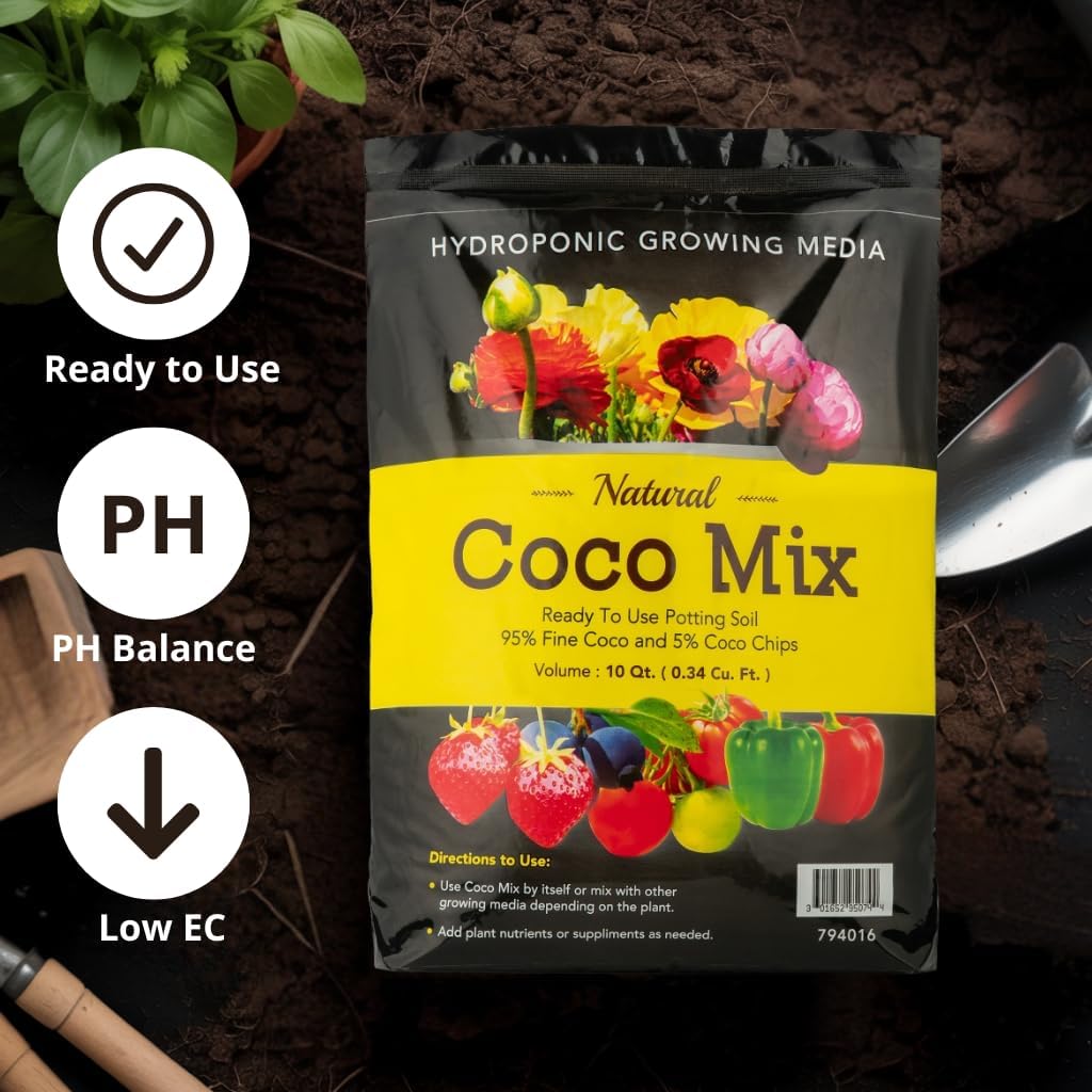 Potting Soil Mix 2-Pack - 10 Quarts Envelor Indoor Plants Soil for Outdoor Plants 0.34 Cubic Feet Potting Mix Hydrated Coco Coir Mix for Plants Ready to Use Natural Plant Top Soil