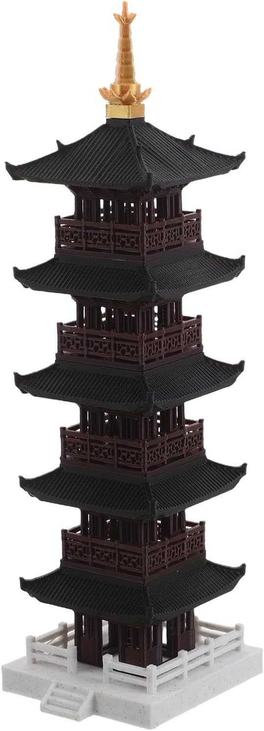 LUOZZY Miniature Chinese Pagoda Tower 5-Tier Sculpture for Aquarium Bonsai Terrarium Landscaping Asian Home Garden Ornament 5.5x4.5x11.5CM