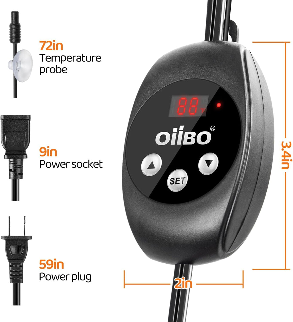Oiibo Reptile Dimming Thermostat, PID Thermostats Digital Thermostats for Reptile Heat lamp, Breeding Incubation, Seed Germination (68-122°F/20-50℃)