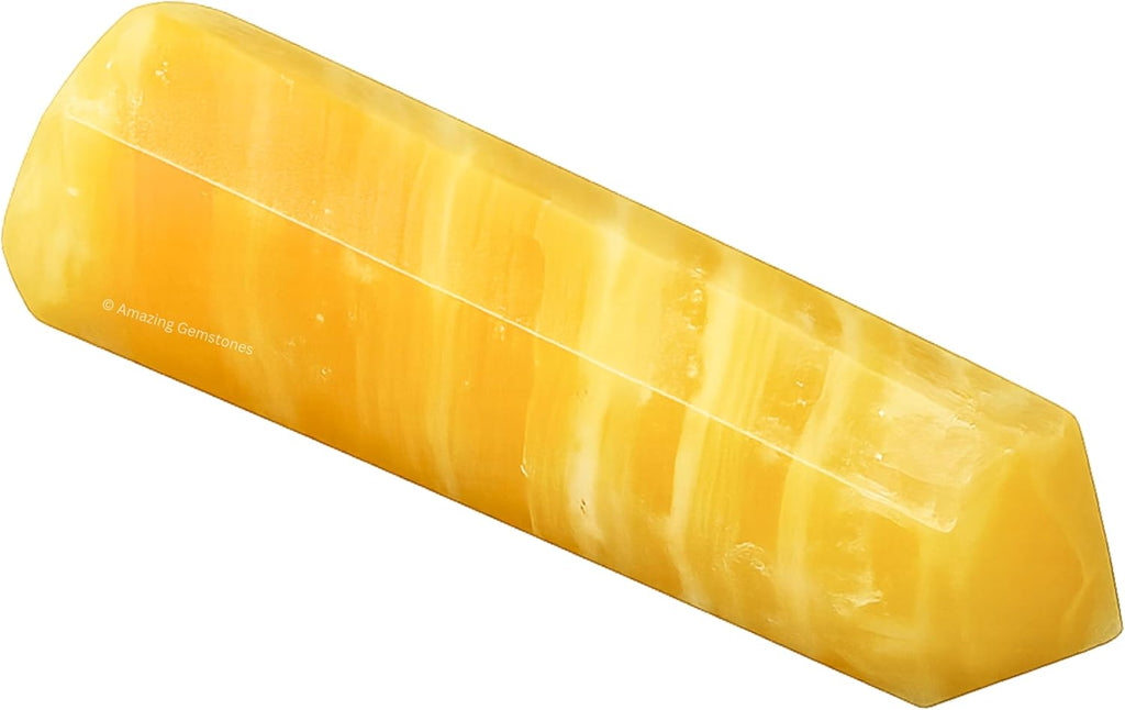 Yellow Calcite Crystal Towers ~ Natural Healing Crystal Point Obelisk for Reiki Healing and Crystal Grid (2" to 3" INCH)