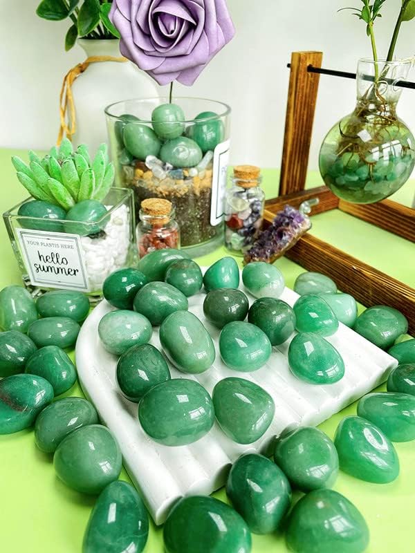 DUQGUHO Green Aventurine Healing Crystals Stones Set Natural Bulk Crystals Tumbled Polished Irregular Crystal Stones Bulk Rocks 0.45 lbs