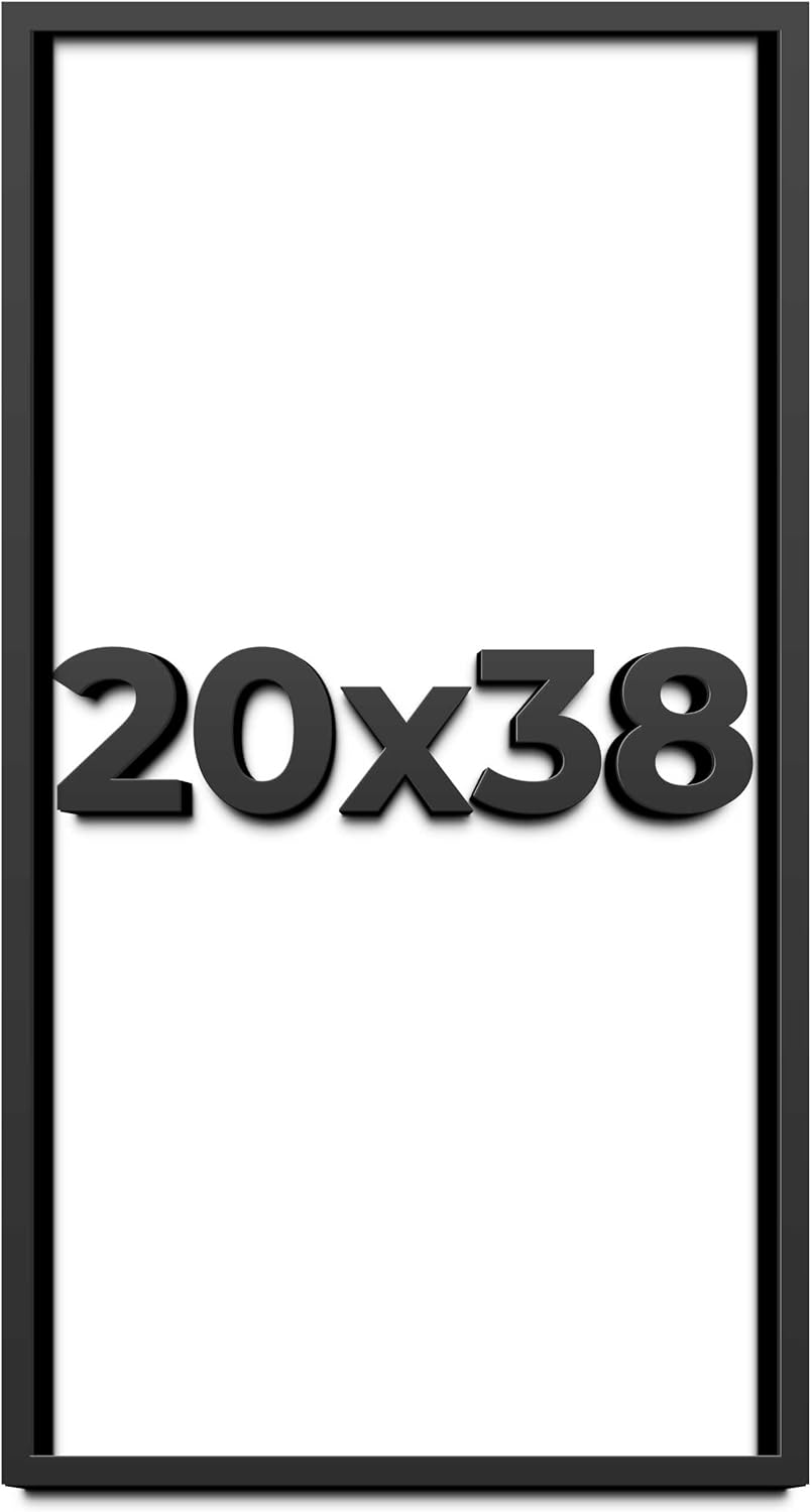 20x38 Shadow Box Frame Black | 1 Inch Deep Solid Wood Shadowbox Display Frame | UV Resistant Acrylic Plexiglass, Acid Free Backing, and Hanging Hardware | Dugan Picture Frame Style