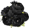 Duovlo Artificial Peony Silk Flowers Fake Flowers Vintage Wedding Home Decoration,Pack of 1 (Black)