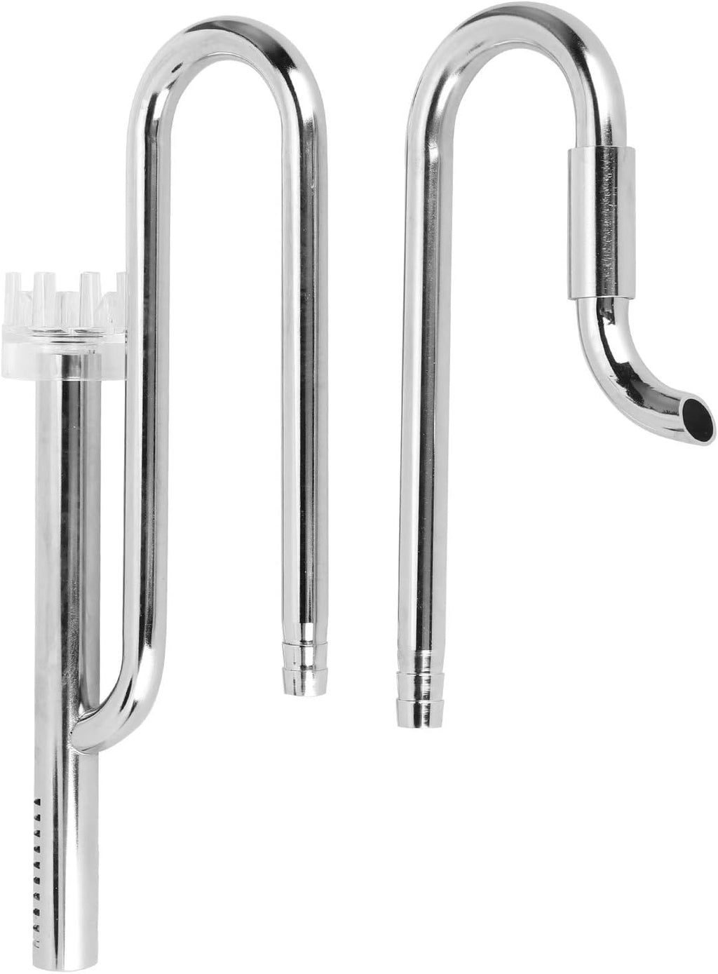 EVTSCAN Aquarium Surface Skimmer Pipe Set Stainless Steel Metal Lily Pipe Inflow Outflow Pipe with Adjustable Water Flow Acrylic Baskets for Water Plant Tanks (16mm)