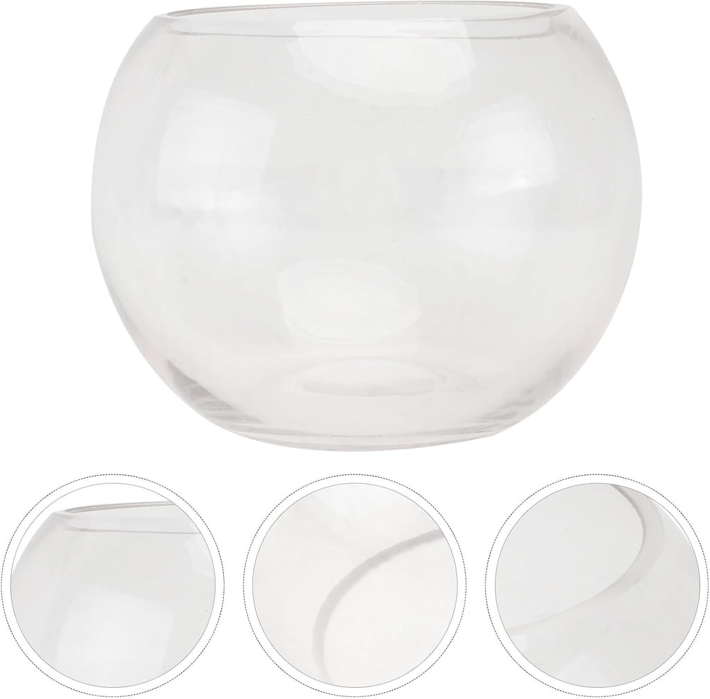 Transparent Glass Hydroponics Vase Smooth Rounded Plant Holder Terrarium Bowl for Home Office Hotel Decorative Floral Planter