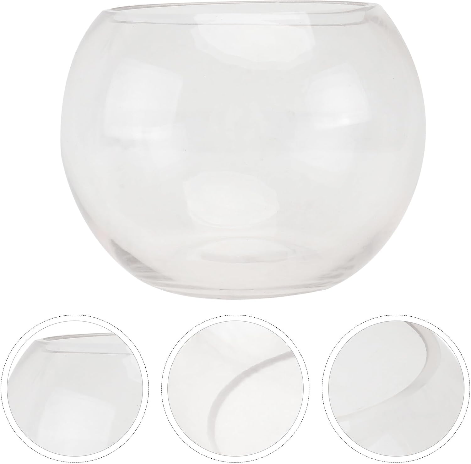 Transparent Glass Hydroponics Vase Smooth Rounded Plant Holder Terrarium Bowl for Home Office Hotel Decorative Floral Planter