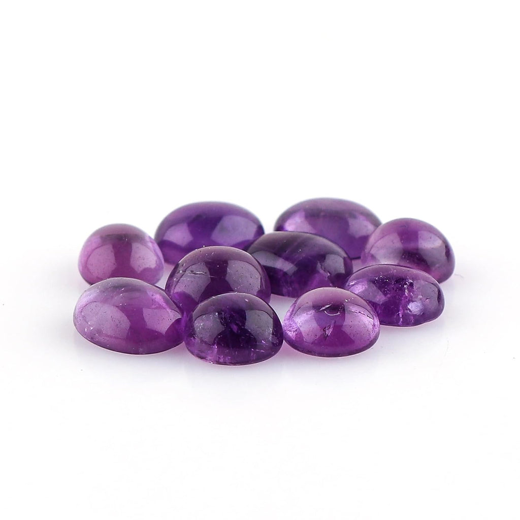 CRYSTALIS Wholesale 10pcs Natural Amethyst Loose Gemstone Bulk Cabochons Jewelry Making Supply, Chakra Healing Polished Stones, Wire Wrapping, DIY, Gem Collection, Mix-Shape, 6-10mm