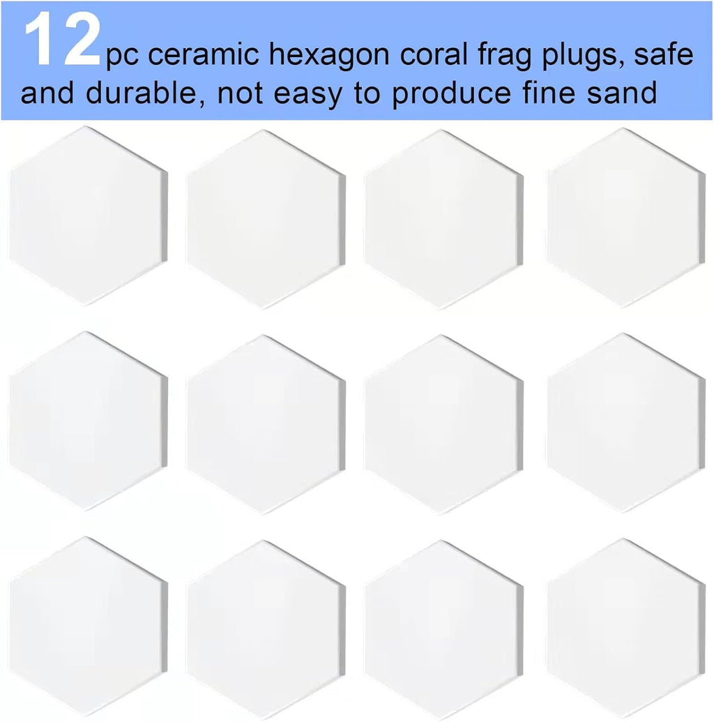 Ceramic White Coral Frag Plugs Base, Round/Hexagon 50mm, 12pcs