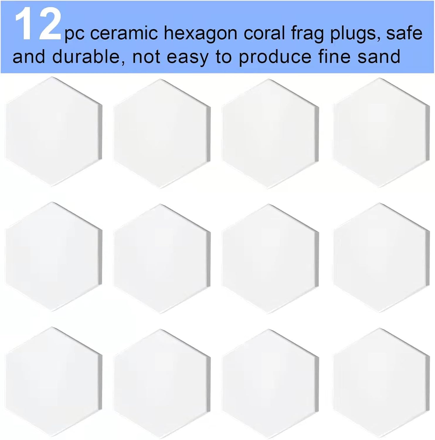 Ceramic White Coral Frag Plugs Base, Round/Hexagon 50mm, 12pcs