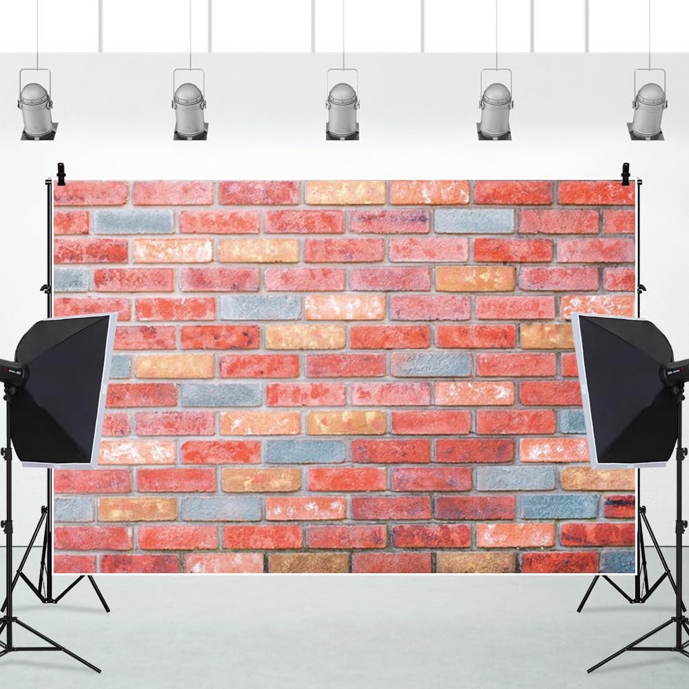 ChloropLastid 10x8ft Brick Wall Backdrop Retro Art Pink Brick Wall Background Rural Style Wall Texture Countryside Photography for Newborn Birthday Baby Shower Party Photo Shooting Studio Props