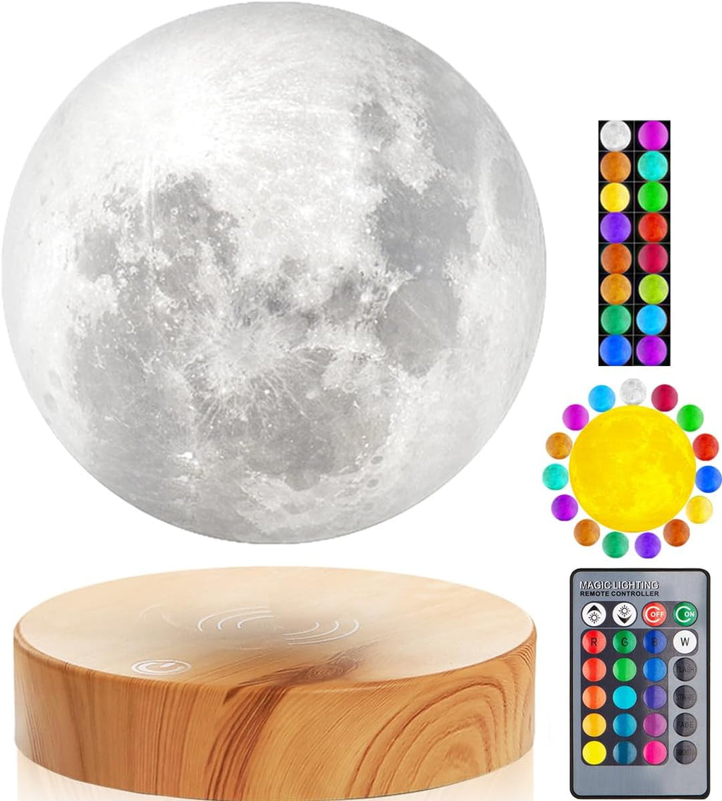 VGAzer Levitating Moon Lamp,Floating Moon lamp,Floating and Spinning in Air Freely with 3D Printing Moon Lamp Has 16 Colors 20 Modes for Unique Christmas Gifts,Room Decor,Office Toys