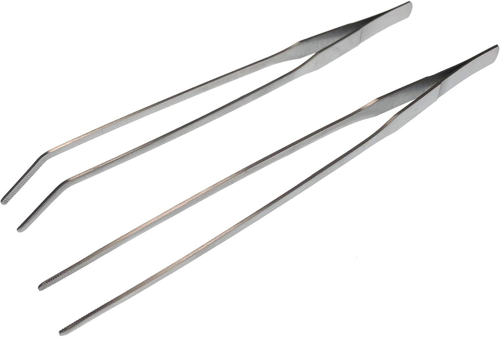 Longjet Kitchen Tongs Metal Tweezers for Cooking - Reptile Feeding Tongs for Gecko, Bearded Dragon, Snake - Long Forceps for Aquarium Plant