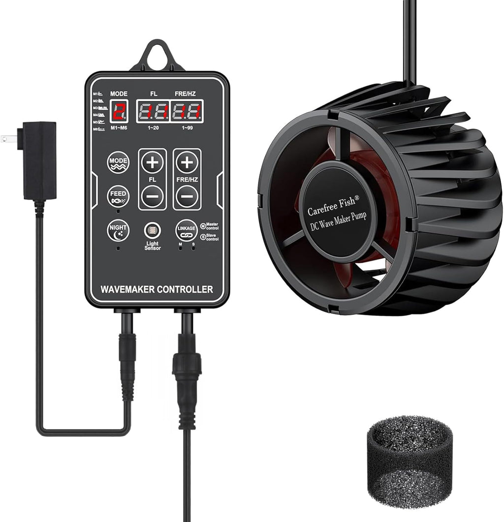Carefree Fish Aquarium DC24V Magnetic Wave Maker 3600Gph 20W with Digital Led Display Controller Quiet and Powerful Powerhead Variable Frequency Circulation Pump for Freshwater and Saltwater