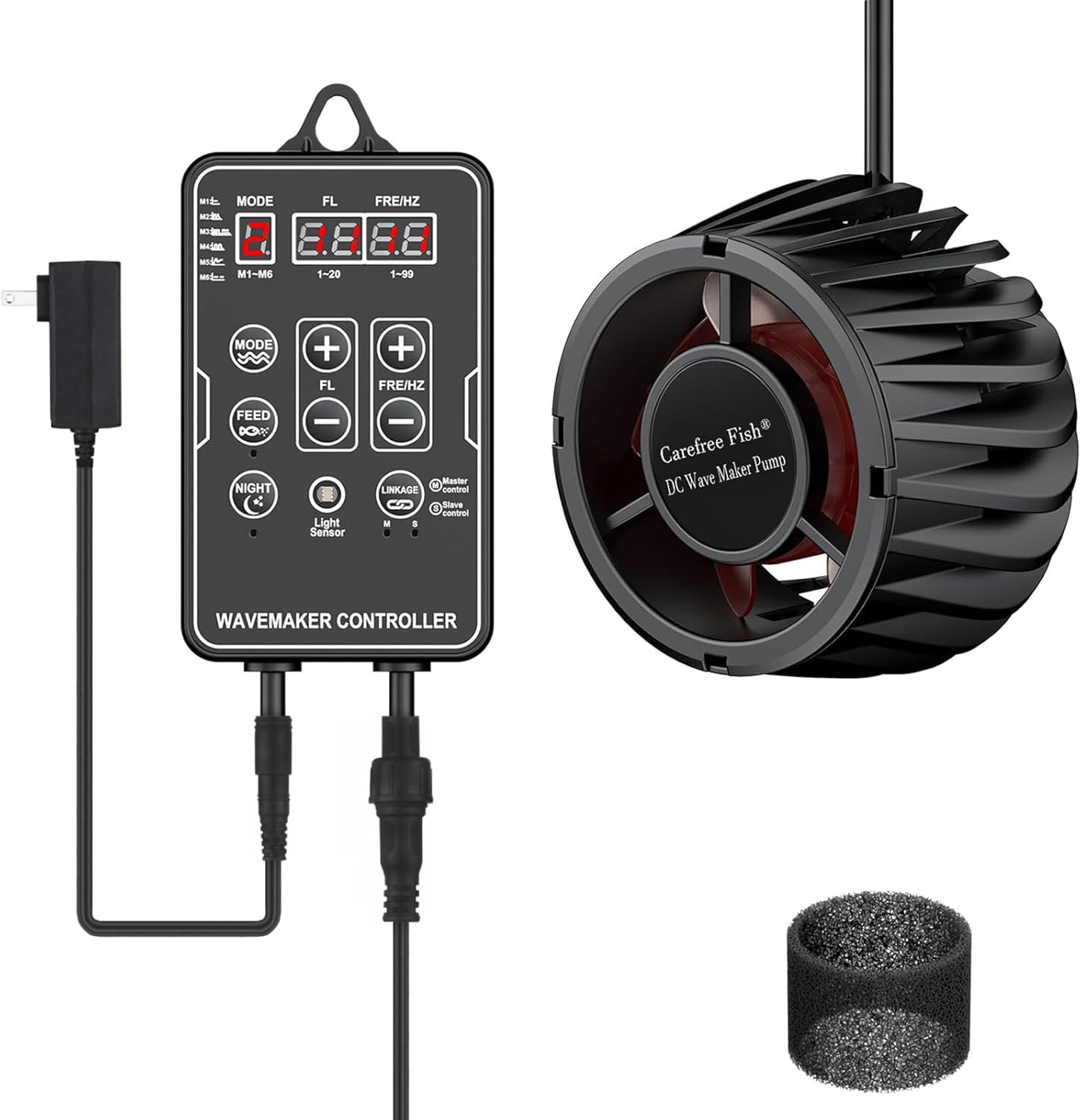 Carefree Fish Aquarium DC24V Magnetic Wave Maker 3600Gph 20W with Digital Led Display Controller Quiet and Powerful Powerhead Variable Frequency Circulation Pump for Freshwater and Saltwater