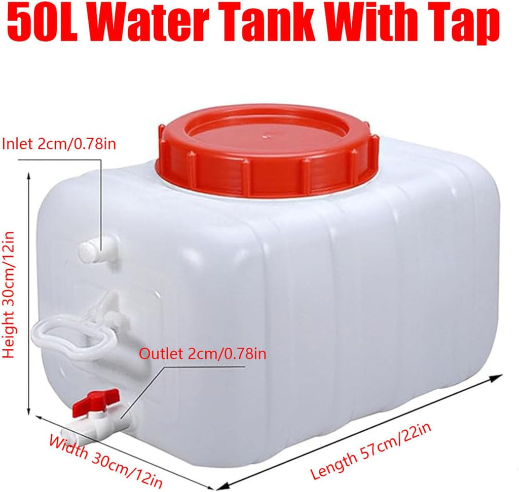 Water Storage Container Water Carrier 6/9/13/21/29/53 Gallon Large Capacity Water Tank with Faucet for Household and Outdoor Use - Portable and Durable Plastic Water Storage Cube(Size:13.2Gal/50L)