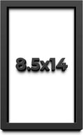8.5x14 Black Shadow Box Frame - Contemporary Wood Shadow Box Complete with UV Acrylic, Foam Board Backing & Hanging Hardware