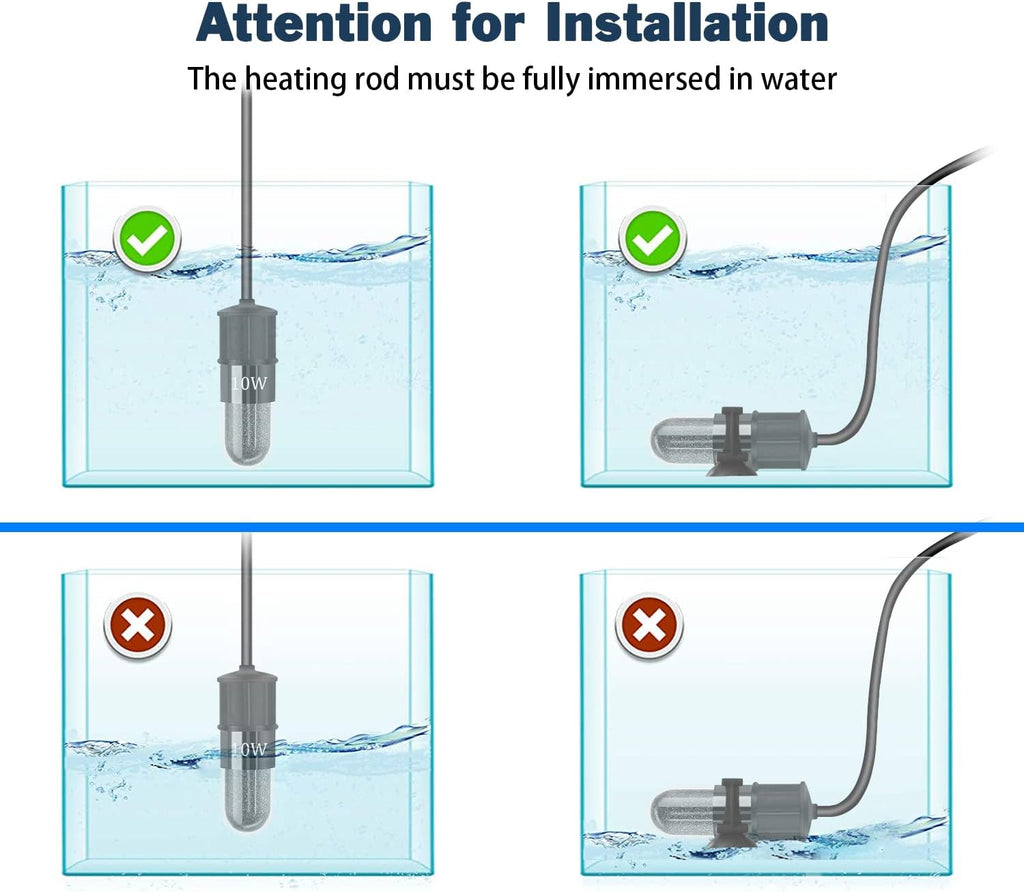 Adjustable Mini Aquarium Heater 0.5/1/2/3 Gallon Submersible Small Fish Tank Heater 10W/20W/30W Digital Display Thermostat External Temperature Controller(20W)