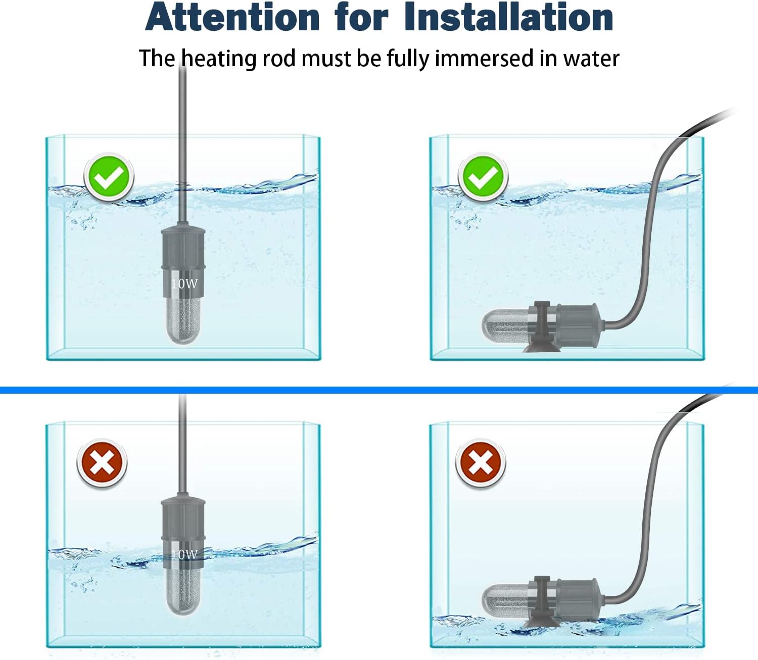 Adjustable Mini Aquarium Heater 0.5/1/2/3 Gallon Submersible Small Fish Tank Heater 10W/20W/30W Digital Display Thermostat External Temperature Controller(20W)