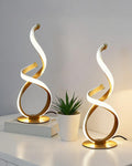 2 Pack Bedside Table Lamp, LED Spiral Desk Lamp, Touch Dimmable, 3 Color Temperature, Modern Nightstand Light for Night Stands, Unique Side Light for Bedroom, Living Room, Gold
