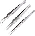 3PCS Precision Tweezers Set, Upgraded High-end Stainless Steel of Tweezer for Craft, Electronics, Soldering, Model, Laboratory Work, Jewelry-Making