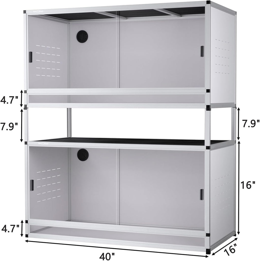 Reptile Enclosure 40x16x16'' Large Reptile Terrarium Habitat Tank for Bearded Dragon Gecko Lizard Snake, 44 Gallon Wide Breeding Lounge Vivarium Area with Sliding Doors Lock