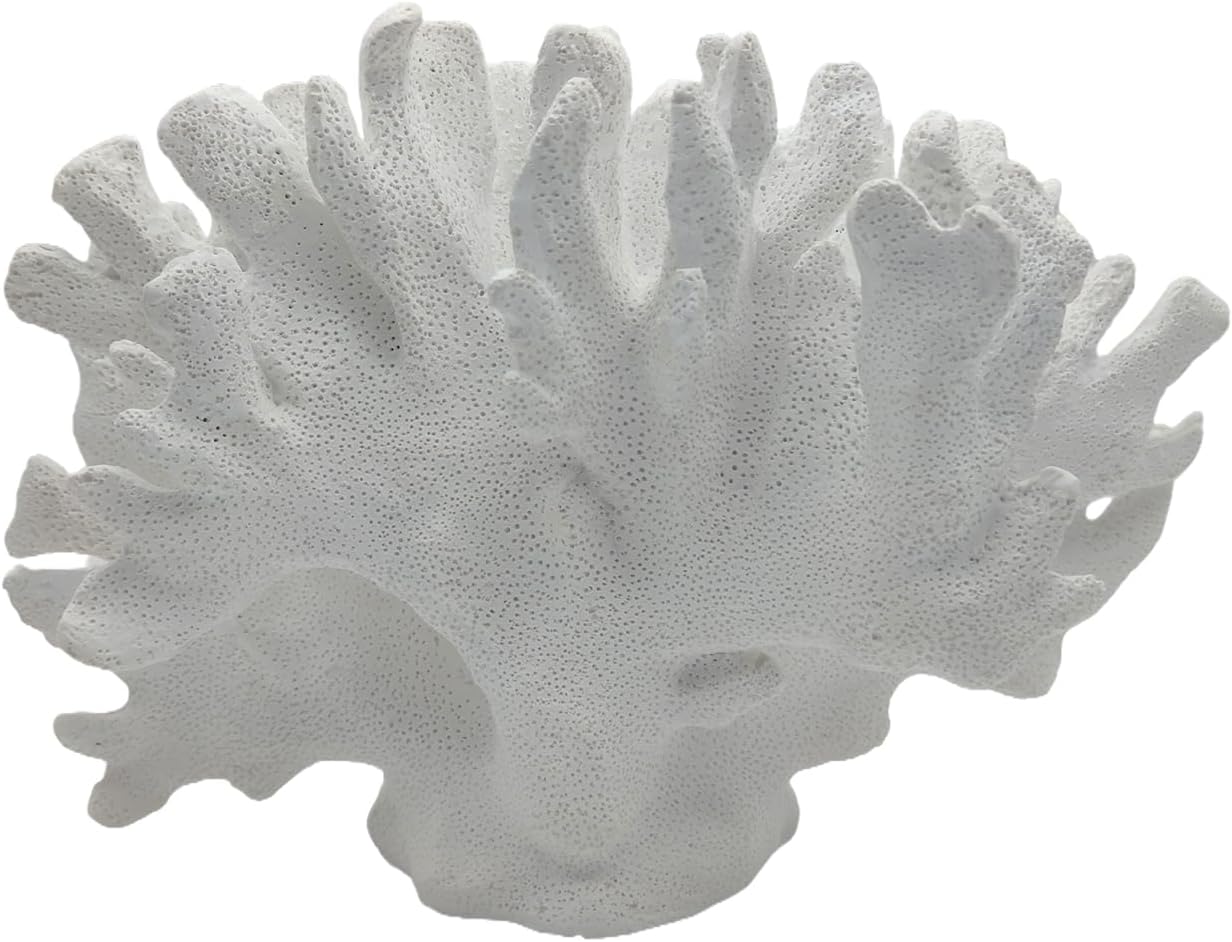 Coral Reef Decor Home Statue,Coastal Beach Nautical Decor,Aquarium、Desk、Bathroom、Room、Shelf Statue,Ocean Themed Gifts (D-White)