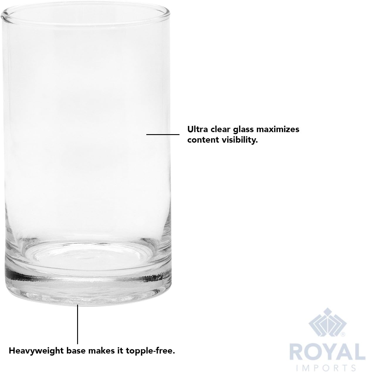 Royal Imports Flower Glass Vase Decorative Centerpiece for Home or Wedding - Cylinder Shape, 16" Tall, 4" Opening, Clear