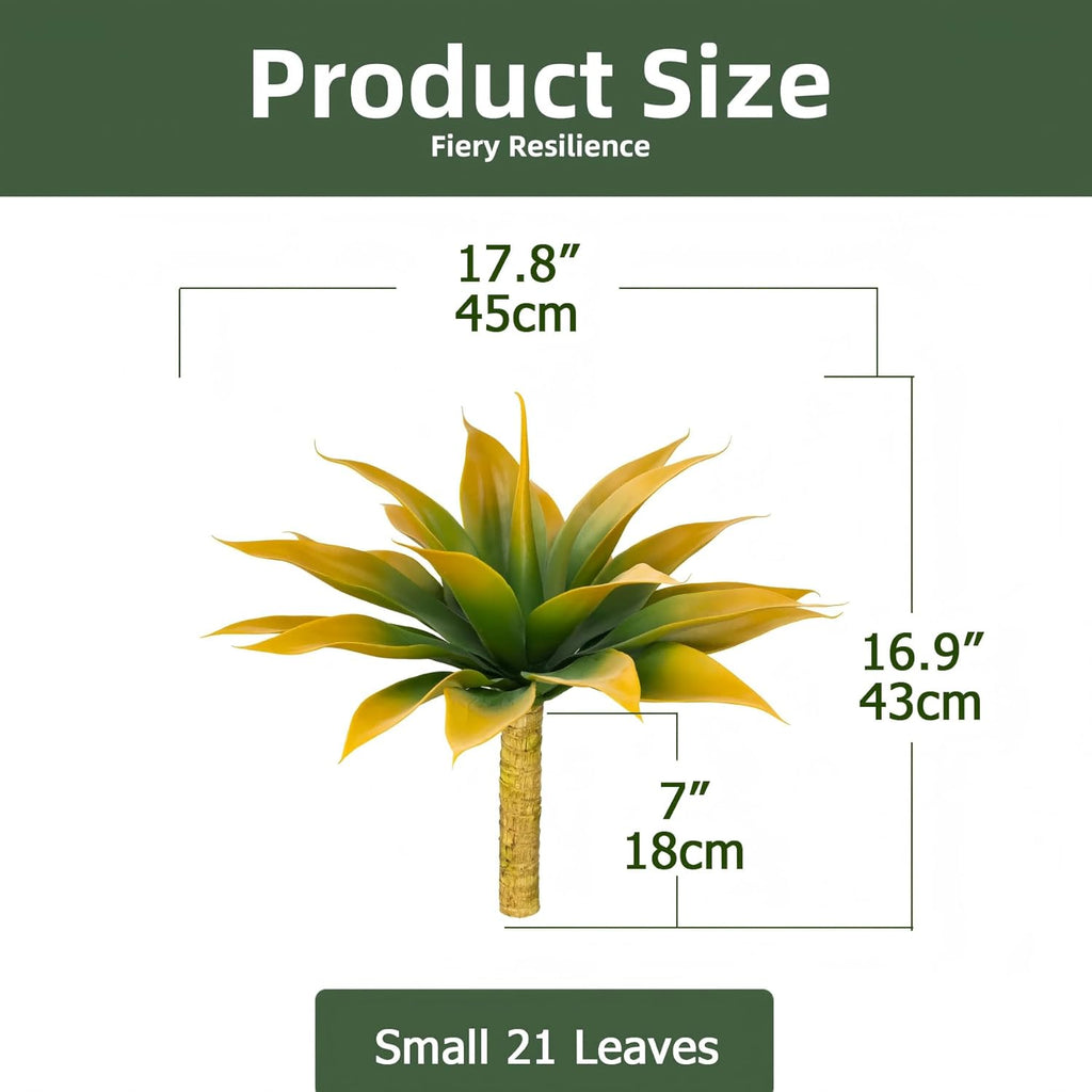 Artificial Agave Faux Agave Fake Greenery Outdoor Artificial Plants Fake Plants for Indoor Home Decoration Plastic Plants Outdoor Decor Front Porch Decor Simulation Plants 18In(Yellow) 2Pack