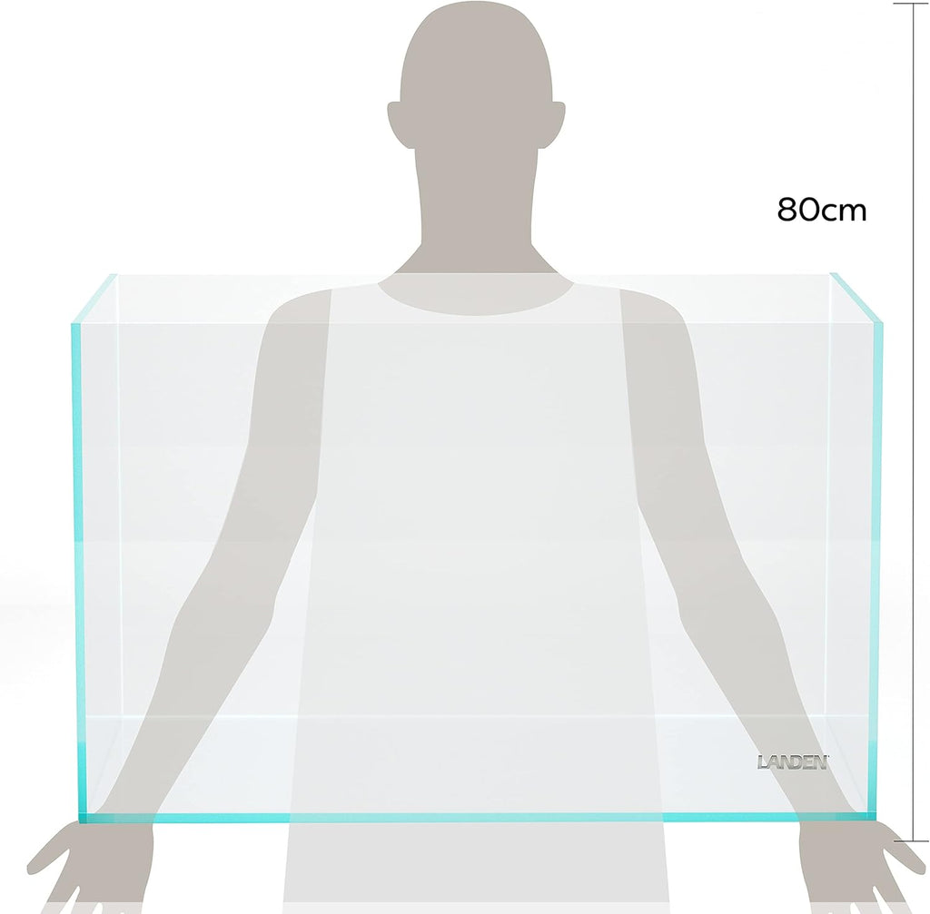 LANDEN 90P 55 Gallon Rimless Low Iron Aquarium Tank,W35.4×D19.7×H19.7 in(90x50x50cm) 10mm Thickness with Black Nano Foam Leveling mat Included