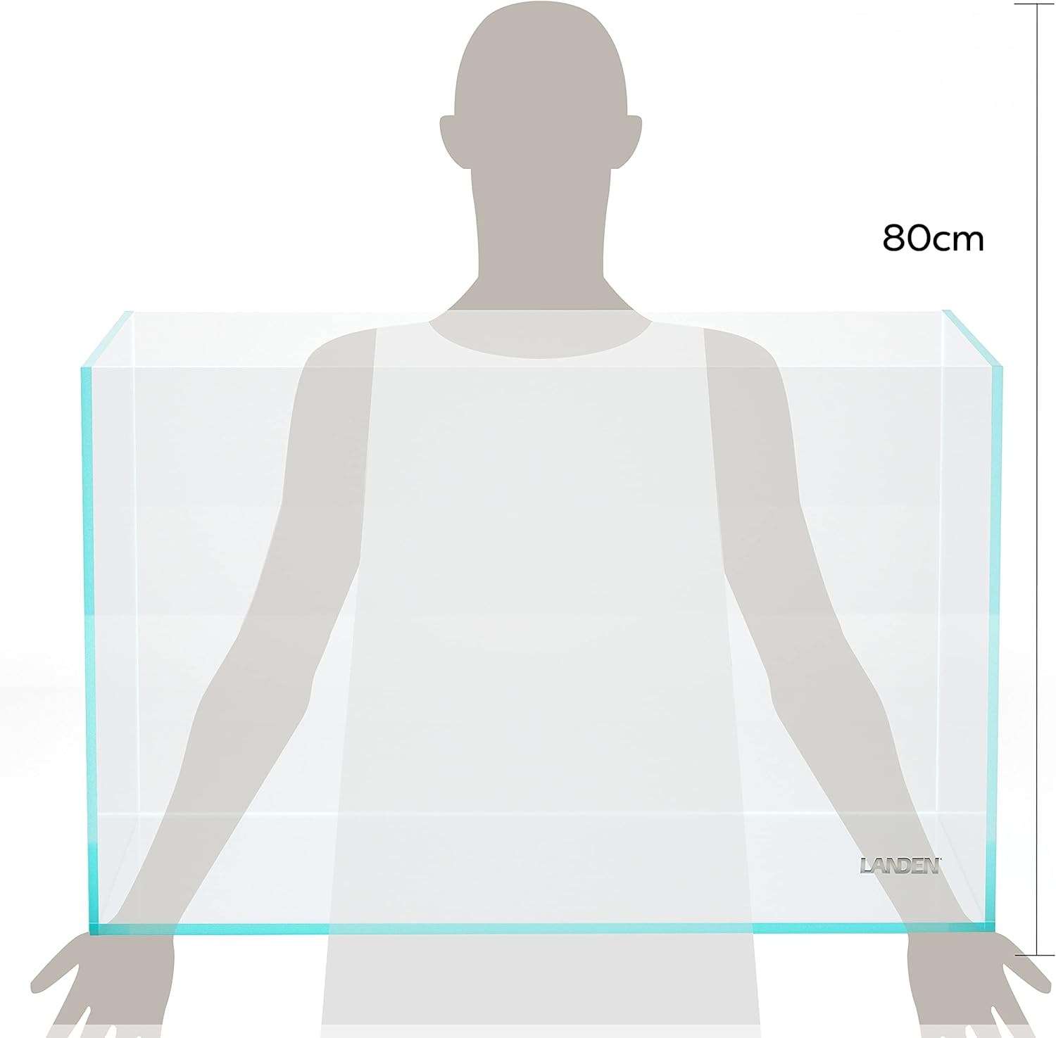 LANDEN 90P 55 Gallon Rimless Low Iron Aquarium Tank,W35.4×D19.7×H19.7 in(90x50x50cm) 10mm Thickness with Black Nano Foam Leveling mat Included