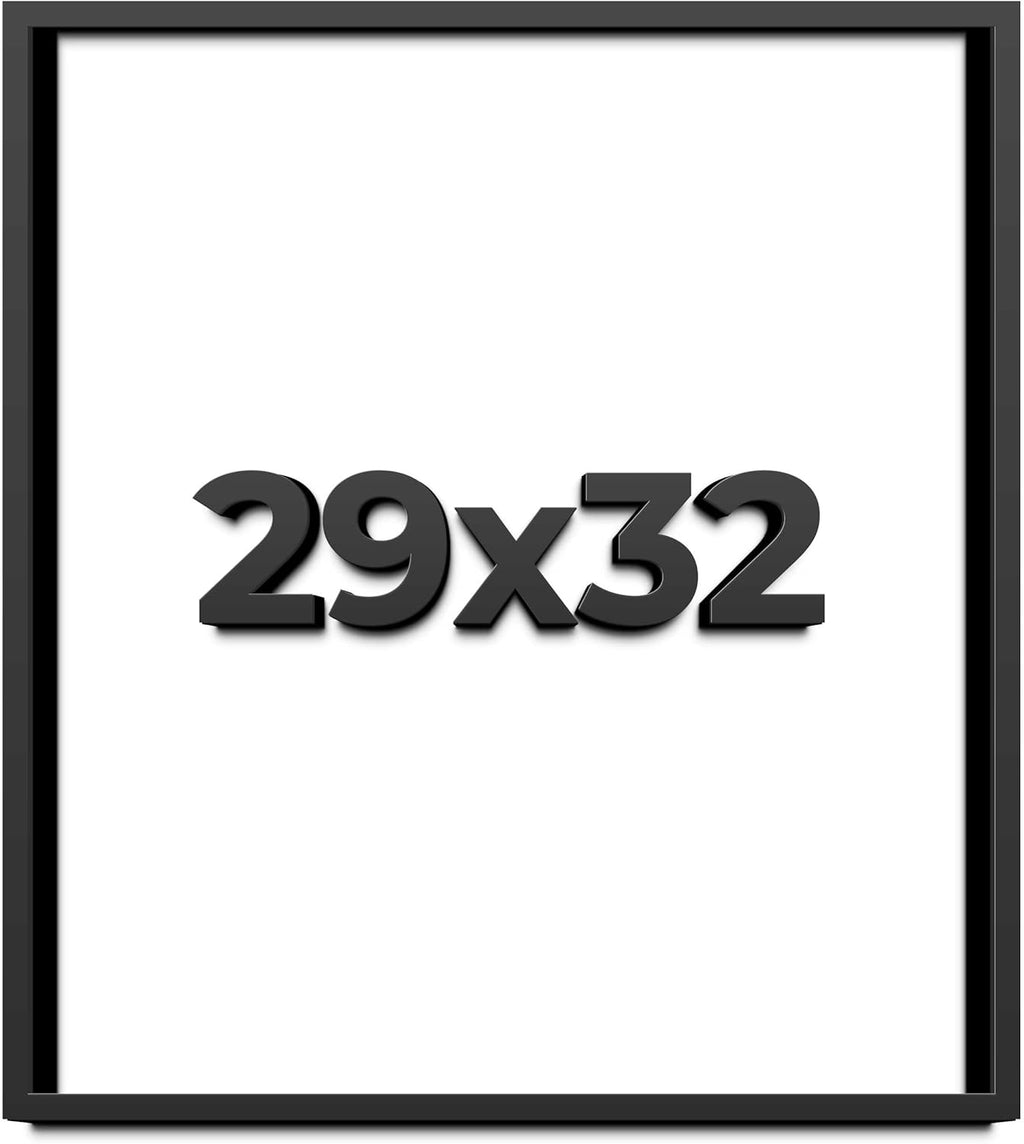 29x32 Shadow Box Frame Black | 1 Inch Deep Solid Wood Shadowbox Display Frame | UV Resistant Acrylic Plexiglass, Acid Free Backing, and Hanging Hardware | Dugan Picture Frame Style