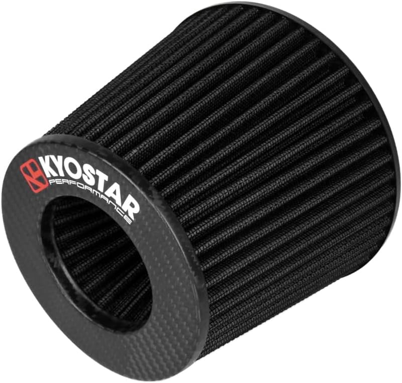 Kyostar Universal Carbon Fiber 3 Inch 76mm Air Intake Cone Filter Replacement Quality Dry Air Filter, Black