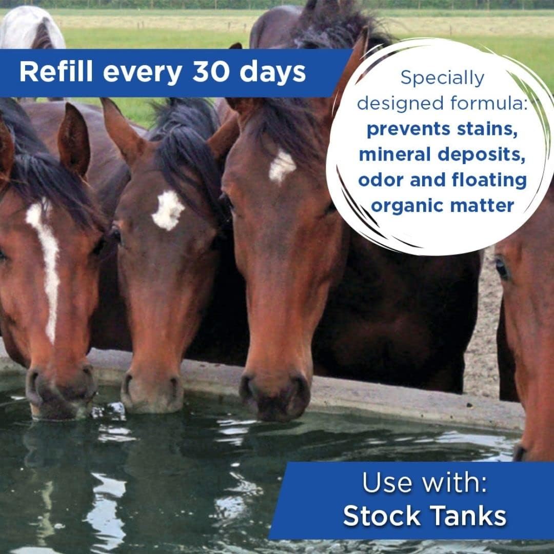 Healthy Ponds Stock Tank Water Trough Cleaner for Horse, Cattle, Goat & Chicken | All-Natural Safe & Easy to Use 250 Gallon - Reloadable Dispenser