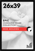 Americanflat 26x39 Poster Frame with Polished Plexiglass - Black Picture Frame - Wide Photo Frames Made of Engineered Wood for Vertical or Horizontal Wall Display - Epic Collection - Black