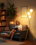 Lightdot Tripod Floor Lamp Stepless Dimmable Globe Modern Floor Lamp Gold Standing Lamps with 3PCS 3000K G9 Bulbs Stable Base Mid Century Floor Lamps for Living Room