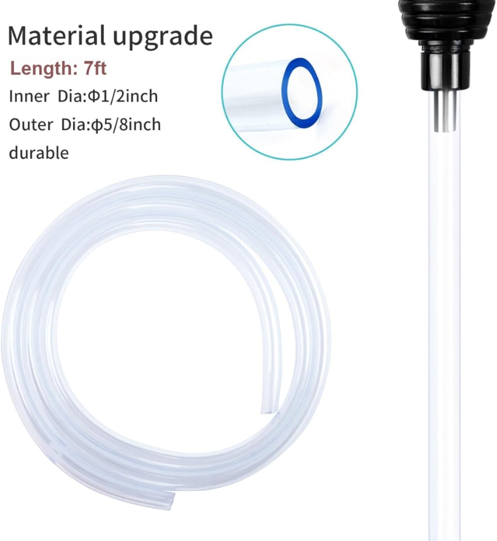 7ft Aquarium Gravel Vacuum Cleaner, Fish Tank Water Changer, Hand Pump Siphon