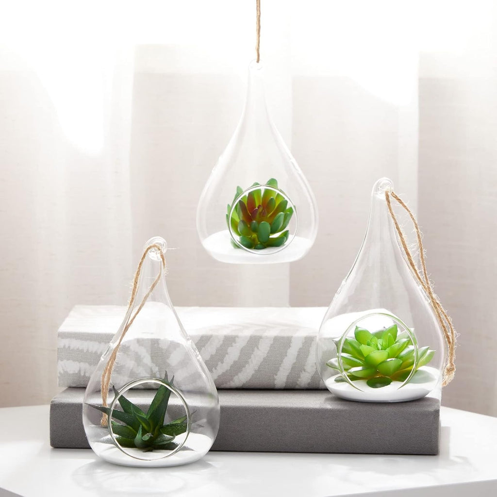 Juvale Teardrop Hanging Glass Terrarium - Air Plant Holder & Succulent Planter - Tea Light Candle Holder & Glass Globe for Air Plants - Pack of 5-3 x 5.5 in
