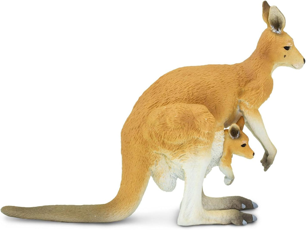 Safari Ltd. Kangaroo with Joey - Hand-Painted, Lifelike 4.75" Model Figure - Educational Toy for Boys, Girls & Kids Ages 3+