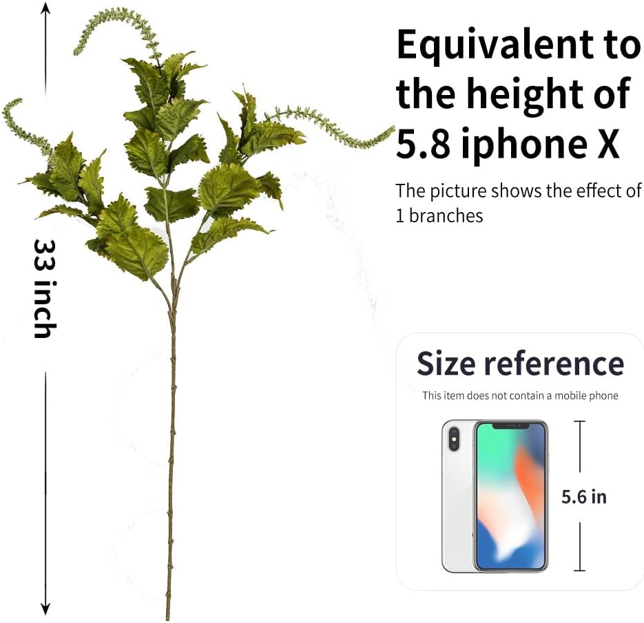 Melorca&Guilla Artificial Plants,6Pcs 33inch Faux Greenery Stems,Faux Branches for Vase, Artificial Plants Branches Vase Filler for Kitchen Office Shop Home Décor