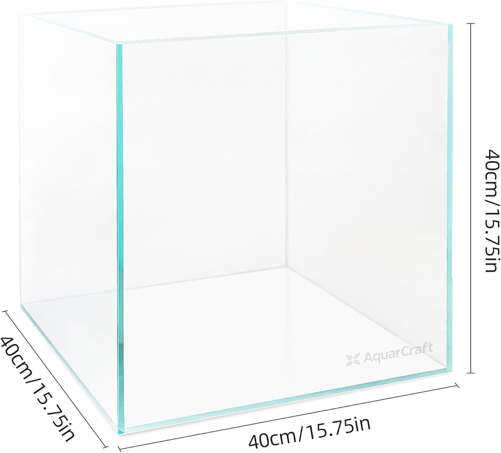 Ultra Clear Glass Fish Tank 16 Gallon, 6mm Thickened Rimless Aquarium Tank Low Iron, Cube Aquarium 15.7in x 15.7in x15.7in