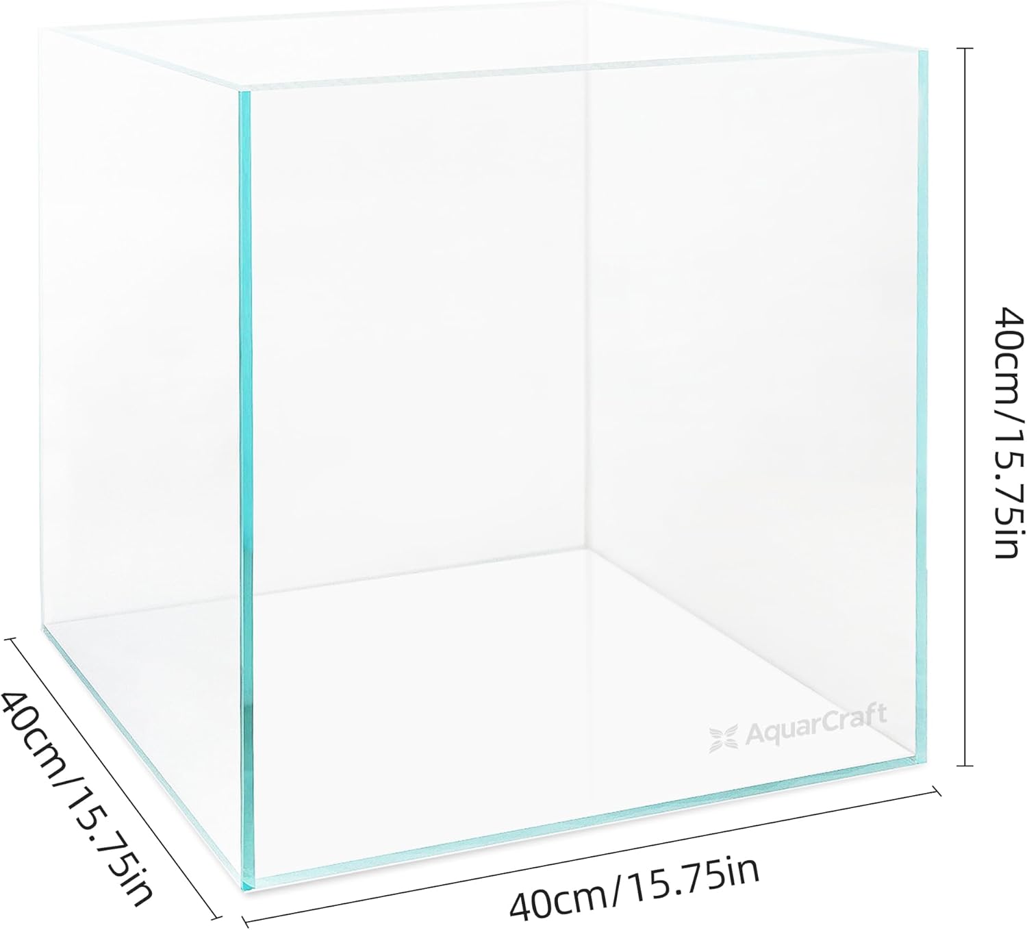 Ultra Clear Glass Fish Tank 16 Gallon, 6mm Thickened Rimless Aquarium Tank Low Iron, Cube Aquarium 15.7in x 15.7in x15.7in