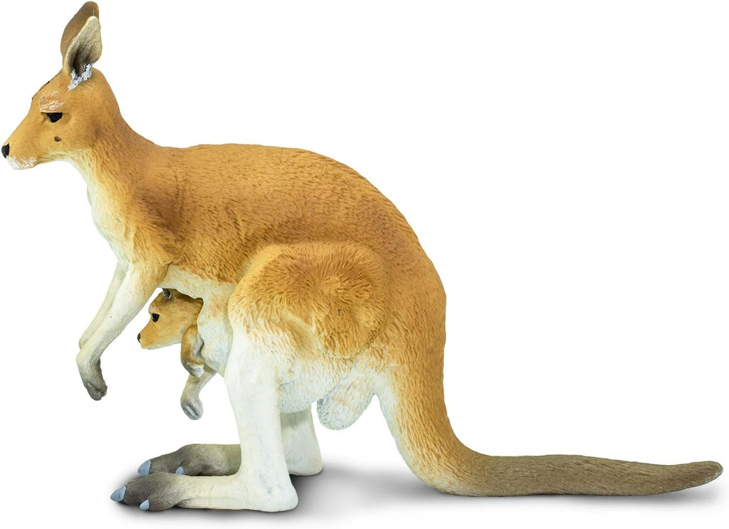 Safari Ltd. Kangaroo with Joey - Hand-Painted, Lifelike 4.75" Model Figure - Educational Toy for Boys, Girls & Kids Ages 3+