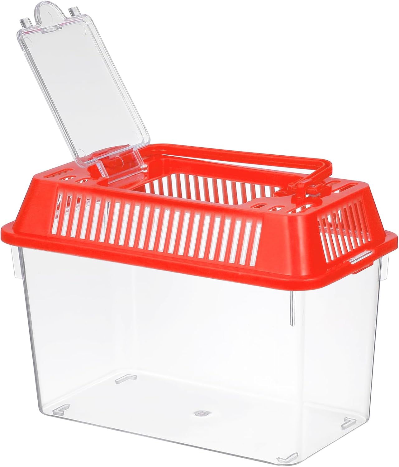 Baluue Portable Fish Tank, Handheld Fish Tank, Plastic Mini Fish Box, Transparent Cutout Design, Plastic Aquarium with Handle for Turtle and Pet Fish Lid for