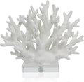 Coral Reef Ocean Decor, 6.3'' High x 7.5'' Width Artificial Resin Coral Reef Statue for Ocean Coastal Beach Nautical Themed Room Bathroom Decor for Home, RB1001W, White