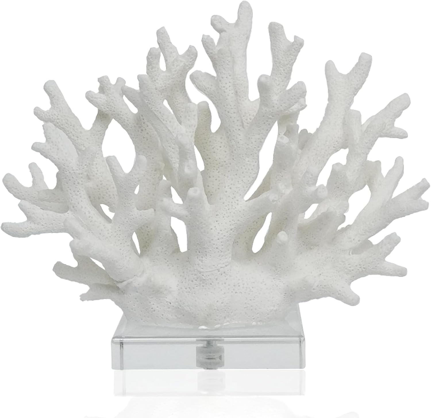 Coral Reef Ocean Decor, 6.3'' High x 7.5'' Width Artificial Resin Coral Reef Statue for Ocean Coastal Beach Nautical Themed Room Bathroom Decor for Home, RB1001W, White