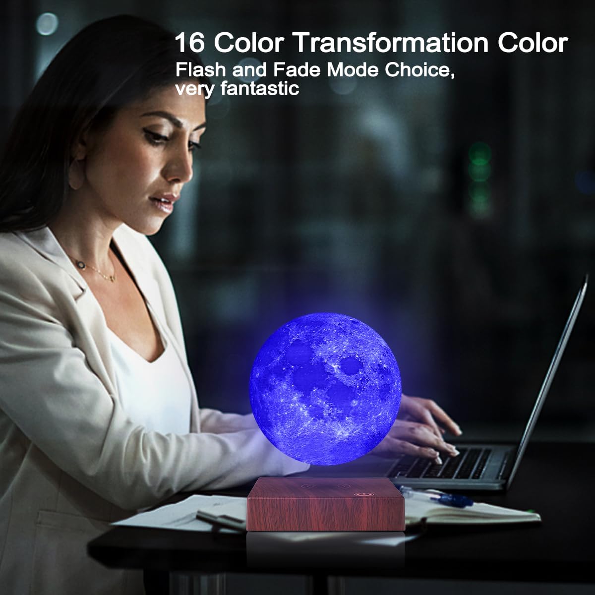 VGAzer Moon Lamp 3D Printing Magnetic Levitating Moon Light Lamps for Home、Office Decor, Creative Gift-6 Inch,Has 16 Colors 20 Modes