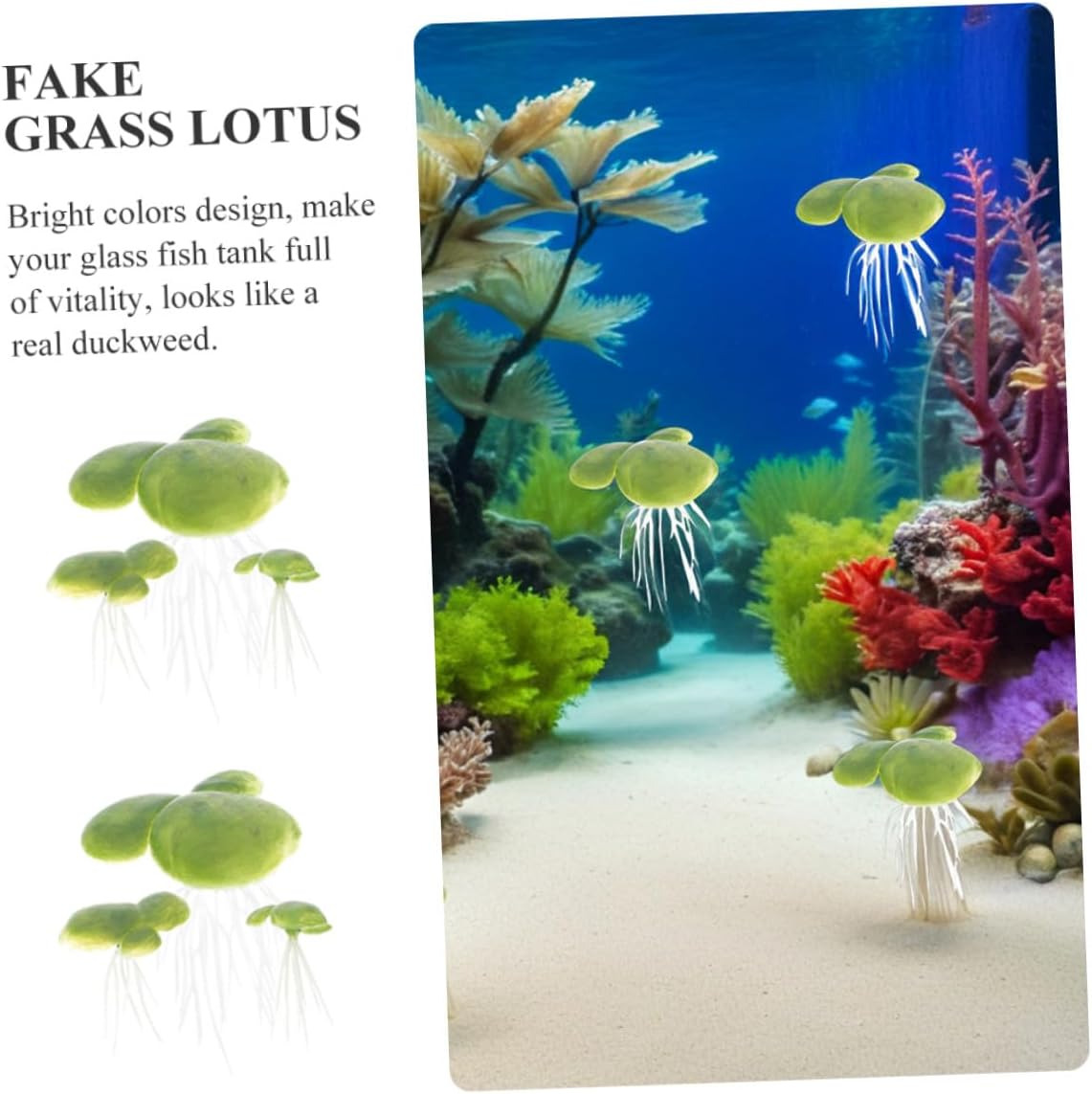 18pcs Artificial Duckweed Floating Aquarium Plants Plastic Fish Tank Decor for Freshwater Tanks Providing Shade and Natural Landscape Effect