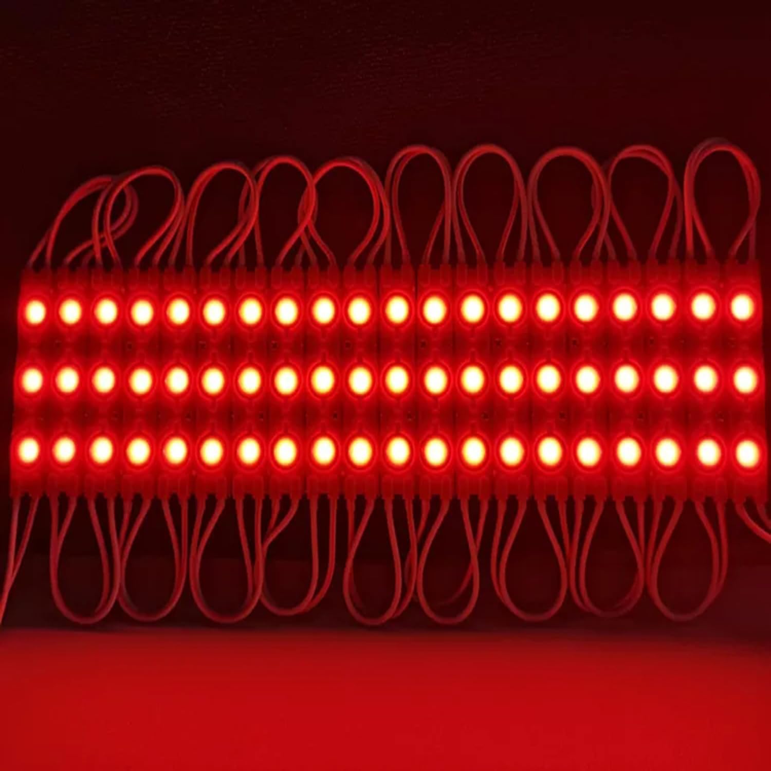 LED Module, 100PCS Red Light for Signs, 12V DC 5630 SMD 3 LED Window Light, Waterproof for Letter Advertising Sign Decor (Red, Power Supply NOT Included)